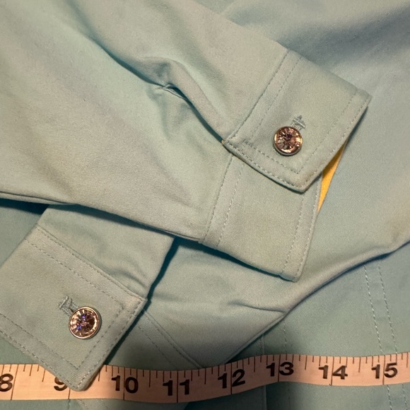 Quacker Factory Womens Jean Jacket Embellishments Jewels Frayed Hem size XL Blue - Picture 9 of 9